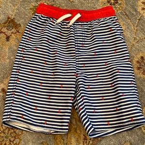 ⭐️ LIKE NEW ⭐️ Navy & white striped lobster swim shorts, XS 6/7